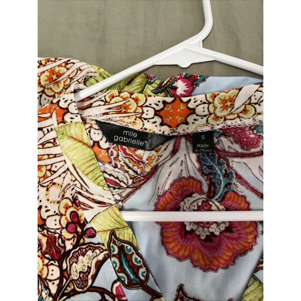 Mile Gabrielle Floral WrapMaxi Dress Yellow Purple Green Boho Women's Small - Picture 6 of 8